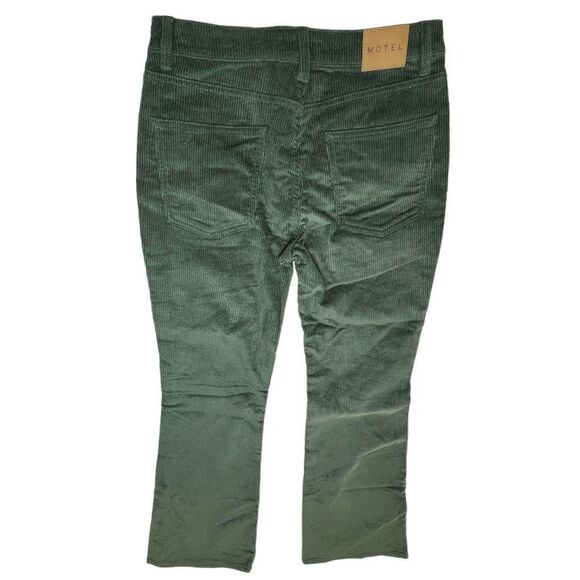 Women’s MOTEL BOOTLEG JEANS IN CORD FOREST GREEN Corduroy sz M/33L 31” Inseam - Picture 4 of 10